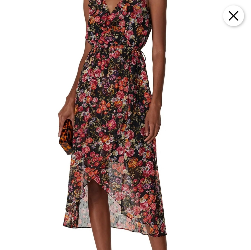 RACHEL Rachel Roy Floral Midi Skirt - Black and Red